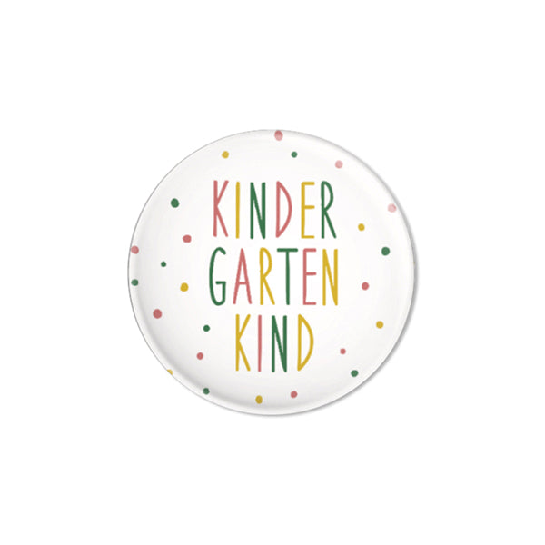 Button "KINDERGARTENKIND" - bunt gepunktet (rosa)