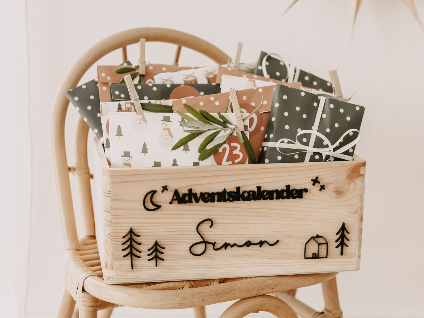 Adventskiste als minimalistischer Skandi Adventskalender