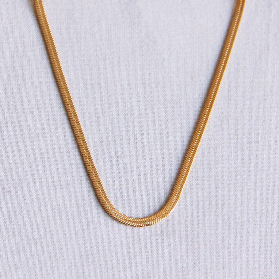 Flach Schlangen-Halskette (3mm) - gold