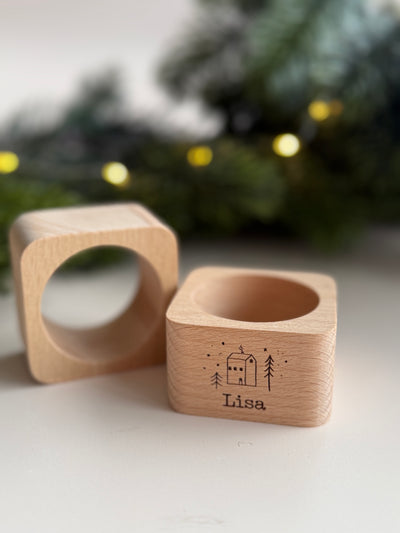 Weihnachtlicher Serviettenring & Eierbecher mit Personalisierung