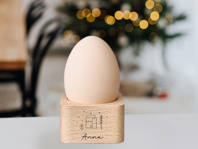 Weihnachtlicher Serviettenring & Eierbecher mit Personalisierung