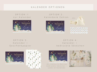Adventskalender Christkind-Motiv & aufgesetztem Namen aus Acryl