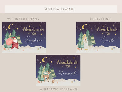 Adventskalender Weihnachtsmann-Motiv & aufgesetztem Namen aus Acryl