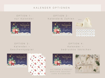 Adventskalender Weihnachtsmann-Motiv & aufgesetztem Namen aus Acryl