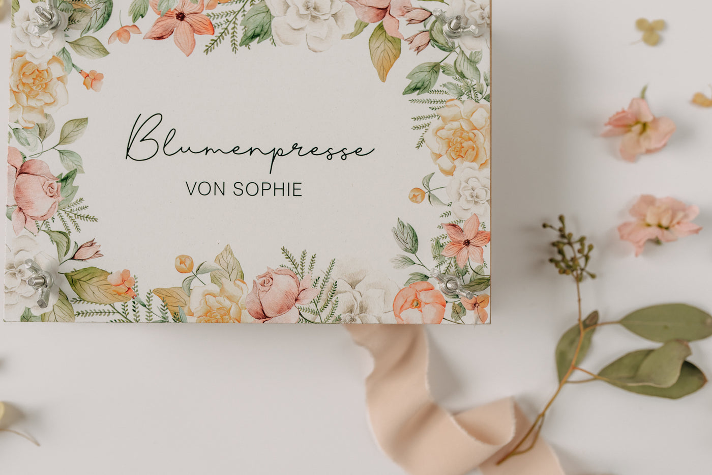 Blumenpresse "Flower Frame" mit Name