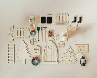 Ansicht der Einzelteile des Wichtelkomplettsets