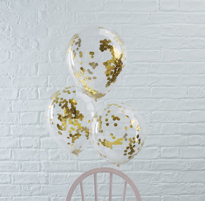Goldene Konfettiluftballons (5 Stk.)