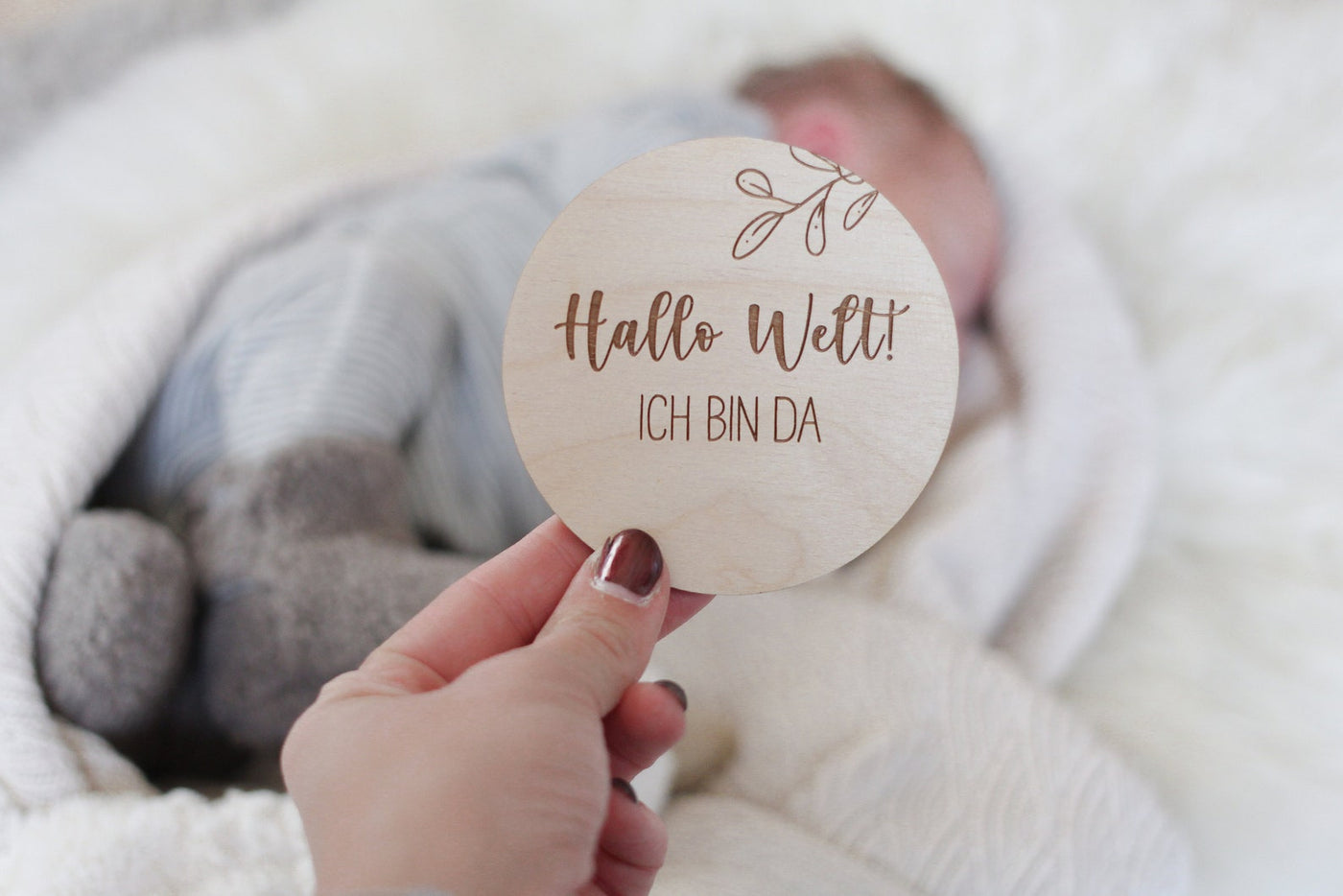 Meilensteine aus Holz für die das erste Babyjahr "Babymomente"