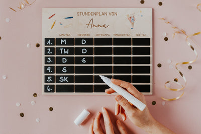 Abwischbarer Stundenplan mit Name & Schulkindmotiv Druck