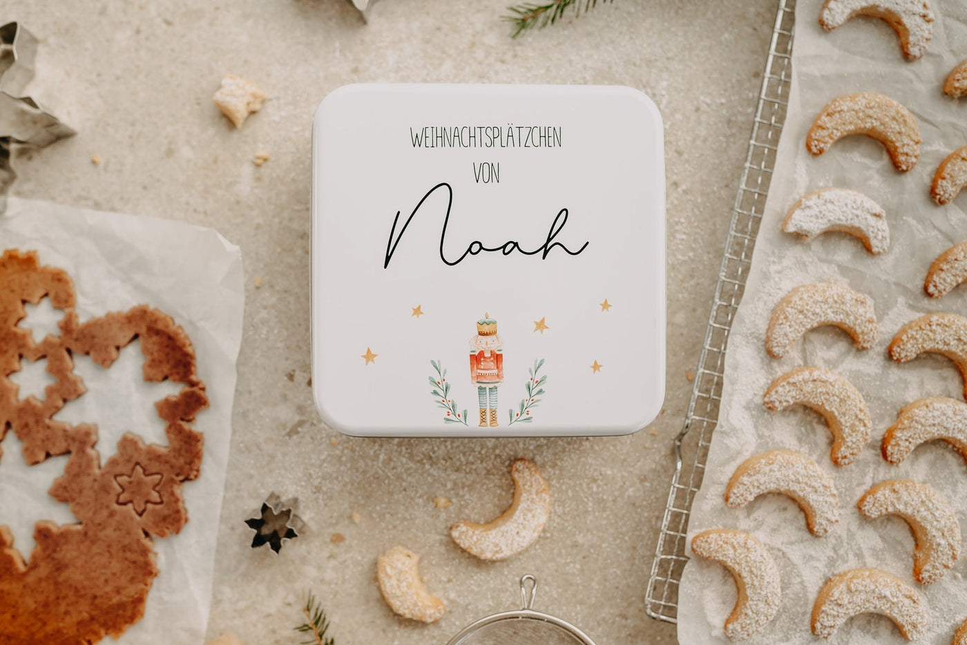 Personalisierte Keksdose mit Nussknacker-Motiv