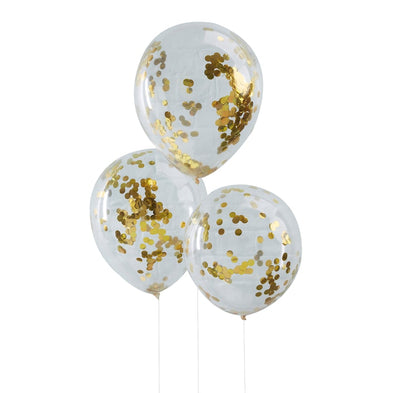 Goldene Konfettiluftballons (5 Stk.)